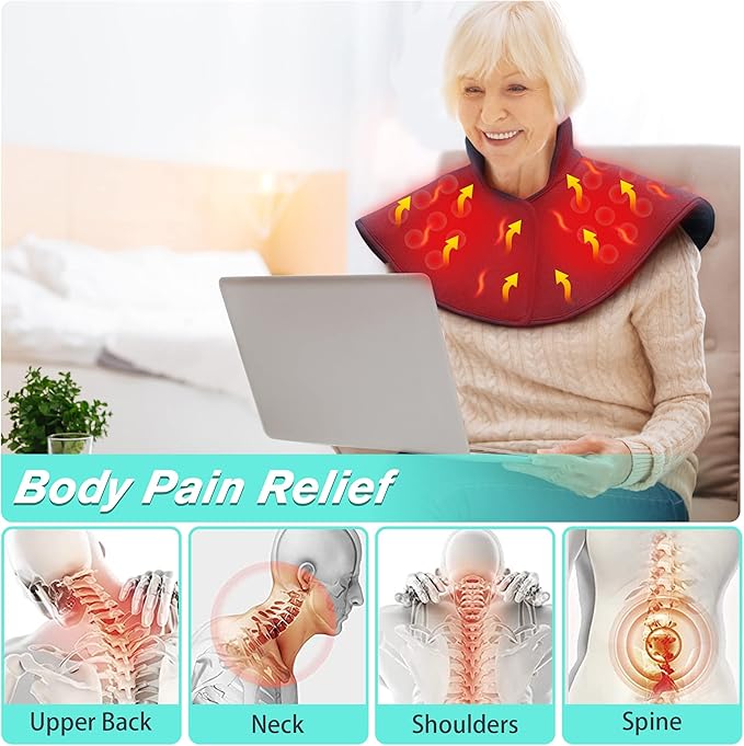 UTK Heating Pad for Neck and Shoulders,Natural Jade Tourmaline,Upgrade Size to Cover More Areas of Neck,Shoulder,Shoulder Blade and Back(23''x 24'')|Gift for Dad