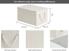 StorageWorks Large Storage Bins with Lids, Decorative Storage Boxes with Lid and Soft Rope Handles, Foldable Storage Baskets for Closet, Shelves, Stackable, Ivory and White, 3-Pack
