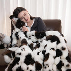 Cow Print Faux Fur Throw Blanket for Couch, Soft & Plush Fuzzy Blanket for Sofa, Bedroom, Living Room, Super Soft Warm for Adults Kids Girl Gifts Bedroom Couch Sofa Travel,50x60 Inches Black Brown