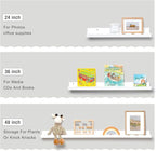 Fun Memories Picture Ledge Shelf for Wall, 24 inch Pine Wood Nursery Book Shelves Set of 2- Wall Book Shelves for Kids Room, Home Decor - Kitchen Spice-White