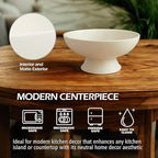 White Pedestal Decorative Bowl - 8" Minimalist Decorative Fruit Bowl for Kitchen Counter, Entryway,Multi-Purpose Centerpiece bowl for Bread, Snacks, Candy, Perfect for Housewarming &Wedding Gift