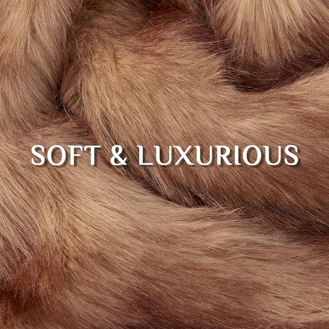 Fluffy Faux Fur Throw Blanket – Super Soft Warm Thick Plush Blanket for Bed, Couch & Office, Cozy Fuzzy Throw with Flannel Backing,50"x60", Brown