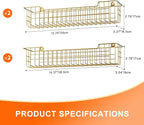 Spice Rack, 4-Pack Seasoning Organizer Wall Mount for Kitchen Storage Organization, Spice Holder Shelf Saving Space for Cabinet, RV, Pantry, Gold