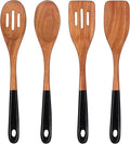 14 Inch Large Wooden Spoons for Cooking Utensils Set Acacia Wood Spatula Slotted Spoon Best Non Toxic Kitchen Utensil Long Mixing Spoon Spatulas Turner Stirring Serving Spoons Kitchen Use Tools