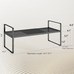 Hole Pattern Expandable Shelf Organizer,1Pack 10.2" Wide Easy to Assemble Cabinet Organizer Shelf, 16.5~27.1" Adjustable Height&Stackable Spice Organization for Cupboard, Black