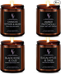 Scented Candles Set, Candles for Home Scented Soy Wax Candle, 4 Pack 28 Oz Aromatherapy Candles Gift Set for Women Men (Patchouli/Vetiver/Sage/Rose)