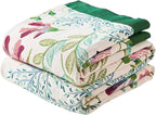 Boho Throw Blanket for Bed, 100% Cotton Soft Rustic Quilt Fall Blanket, 90"x98" Floral Printed Farmhouse Decor Bed Blankets, All Season Rustic Reversible Bohemian Throw Quilt