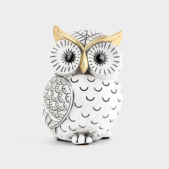 Owl Statue for Home Decor Accents,Owl Decor for Bookshelf Bedroom Living Room Office Table Desk Mantle TV Stand Boho Decoration,Modern Shelf Decor Accents Animal Sculptures for Birds Lovers,Owls Gift