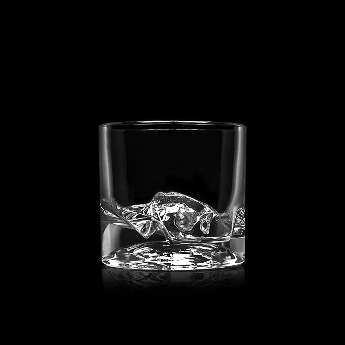 Yosemite Heavy Crystal Whiskey Glasses Gift Set of 2, Thick Freezable Bourbon Glass 1lb Each, Premium Whiskey Gifts for Men, Frozen Crystal Chills Cocktails, 10 oz