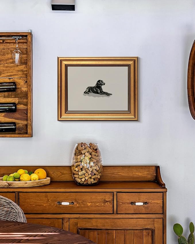 HUARCEY Gold Framed Vintage Wall Art Black Dog Wall Decor Minimalist Animal Art Pictures Room Decor Dog Lovers Gifts Modern Canvas Prints Shelf Artwork for Bedroom Bathroom Living Room 8x10in