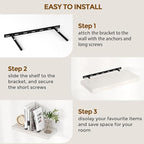 Floating Shelves 55 Inch Long, 55"W x 9"D Wall Shelf Invisible Bracket, 9 Inch Deep Floating Shelf for Wall, Rustic Wooden Shelves for Living Room, Kitchem, Bedroom, Brich Color, Set of 1