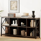 8 Cube Storage Organizer Bookshelf - Industrial Brown Walnut 63"