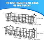 Spice Rack Organizer Wall Mount, Spice Organization Storage Shelf for Cabinet Door, 2 Packs Wall Spice Rack Saving Space for Kitchen, Black