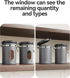 Veken Coffee Canister with Window,Airtight Stainless Steel Kitchen Food Storage Container, Date Tracker & Scoop for Grounds Coffee, Beans, Tea, Flour, Cereal,Sugar,22OZ,Grey