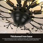 Ganeed Crystal Ceiling Light,Vintage Chandelier, Modern Elegant K9 Crystal Glass Chandelier Flush Mount Ceiling Lighting Fixture for Living Room Bedroom Restaurant Porch- Matte Black - 5 Lights
