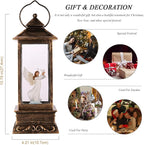 Christmas Decorations Snow Globe Lantern,Christmas Lantern with 8 Christmas Theme Music,Christmas Snow Globe Gifts Water Glittering Swirling Christmas Home Decoration（Dove Angel）