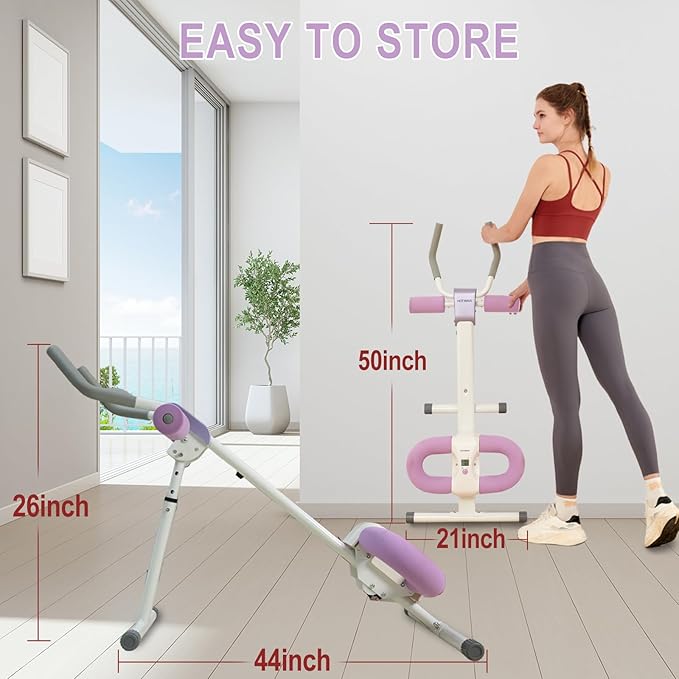 Ab Workout Equipment Abdominal Trainer, Adjustable Ab Machine at Home Gym, Foldable Abdominal Exercise Machine, Core & Ab Trainer Machine for Stomach Workout with LCD Monitor