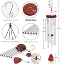 Large Aluminium Wind Chimes Outside, Soothing Melodic Memorial Sympathy Wind Chime, Suitable Outdoor Garden Decor, Gift for Mom Women Neighbors (Silver Wind Chimes-36)