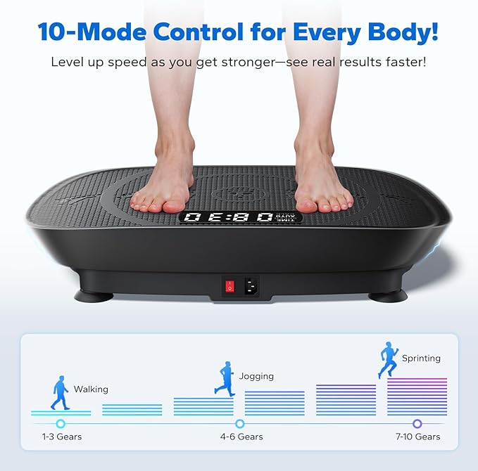 MERACH Slim Vibration Plate Exercise Machine, Vibration Plate for Lymphatic Drainage Weight Loss, Vibrating Plate with Real-Time Calorie Tracking on LED Display, Workout Equipment for Home Women Men