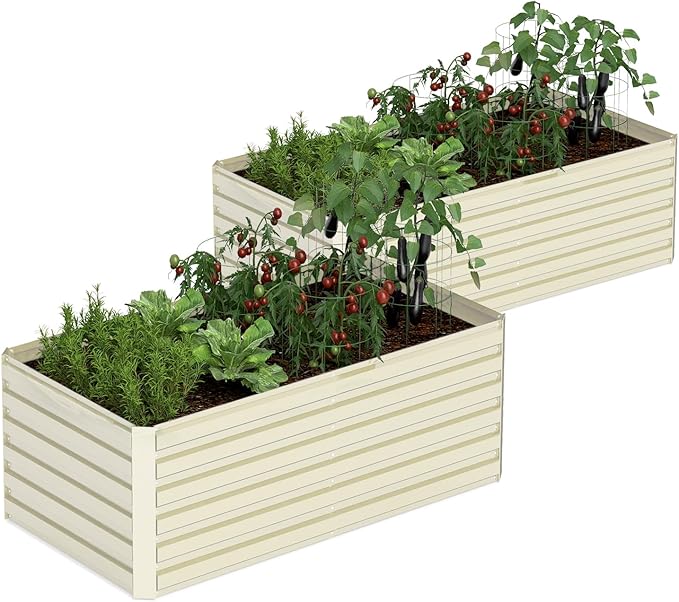 6x3x2 ft Raised Garden Bed, Large Metal Planter Raised Beds, Planters for Outdoor Plants for Vegetables, Flowers, Herbs, Fruits, and Succulents.(2 Pcs, Yellow)