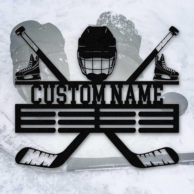 Custom Hockey LED Wall Sign - Personalized Skate & Goalie Mask Neon Light Custom Name Sign, Hockey Decor for Boys Room, Man Cave, Locker Room, Players, Coaches, Sports Fans