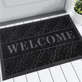 Yimobra Welcome Mat Outdoor Indoor, All-Season Waterproof Front Door Mat Outside Entrance, All-Weather Heavy Duty Non-Slip Doormat, Low Profile Porch Patio Entrance Mats, 47x32, Black