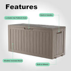 Vixzen 75 Gallon Resin Deck Box with wheels,Lockable Outdoor Storage Box for Patio Cushions Storage Furniture,Garden Tools,Weatherproof and UV Resistant- Grey