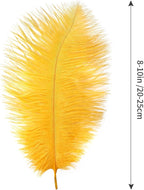THARAHT Golden Yellow Ostrich Feathers 12pcs Natural Bulk 8-10Inch 20cm-25cm for Crafts Wedding Party Centerpieces Halloween and Home Decoration Feathers