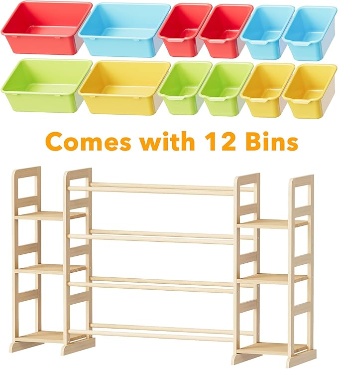 SpaceAid Toy Storage Organizer with 6 Shelves and 12 Bins, Toy Organizers Storage Bookshelf, Kids Bin Shelf Toys Box Bookcase for Bedroom Playroom Organization Room Decor, Multi-Colored