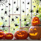 4 Sheets Spider Window Clings - Double-Sided Removable Glass Decals, Halloween Themed Window Stickers for Kids Party Decorations