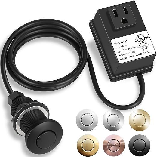 Garbage Disposal Air Switch Kit, UL Certified Professional Garbage Disposal Switch Button Power Module, Sink Top Waste Disposer On/Off Switch