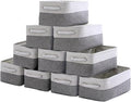 Storage Baskets 12x8x5 inch 10 Pack Fabric Baskets Foldable Storage Bins Decorative Baskets cloth storage baskets Storage Foldable Storage Bin with Rope