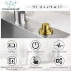 SinkTop Air Switch Kit with Brass Gold Long Button (Full Brass) for Garbage Disposal