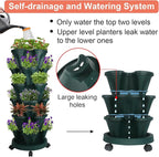 Vertical Planter 6 Tier Stackable Planters Garden Planters Strawberry Herb Flower and Vegetable Planter Indoor Outdoor Gardening Pots with Removable Wheels and Tools