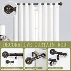 Bronze Farmhouse Curtain Rods for Windows:36-88 Inch Heavy Duty Adjustable Curtain Rod for Bedroom Living Room,Boho Decorative Rustic Drapery Rods with Vintage Coastal Finial,Antique Bronze