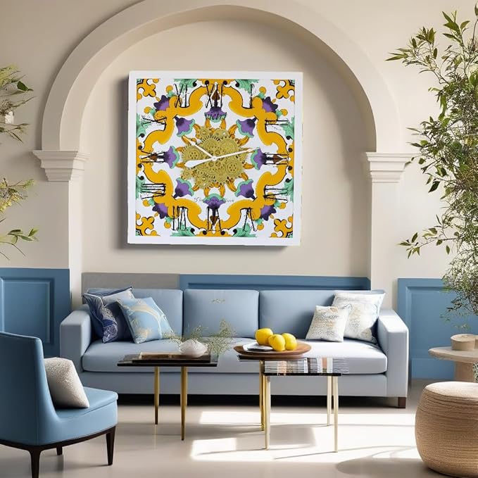 The Gears Clock Wall Clock Italy Collection with Moving Gears (Vietri, 36 inch Square)