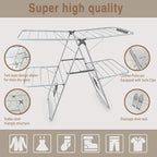 Large Capacity Double Drying Rack, Folding Rustproof Drying Rack with Non-Slip Clips and Drainage Shoe Rack, Height Adjustable, Airy and Quick Drying, Suitable for Balcony and Outdoor Use