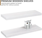 Farmhouse Floating Shelves - 8 Inch Deep Rustic Wood Wall Shelf - Premium Solid Pine Wood Storage Shelf Display Shelf for Kitchen Living Room Bedroom - 24"W x 8"D - Set of 2 - White Color
