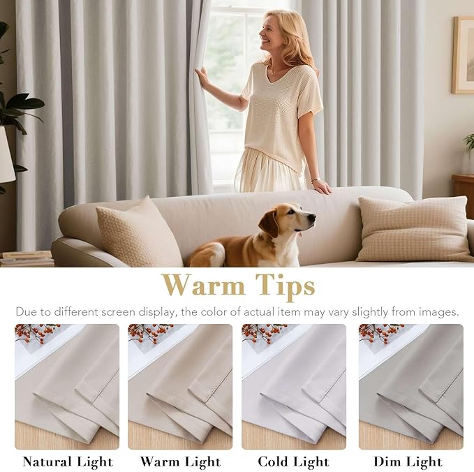 H.VERSAILTEX Premium Blackout Thermal Insulated Room Darkening Curtains for Bedroom/Living Room - Classic Grommet Top (2 Panels, Ivory/Cream, 52 Inch by 45 Inch)