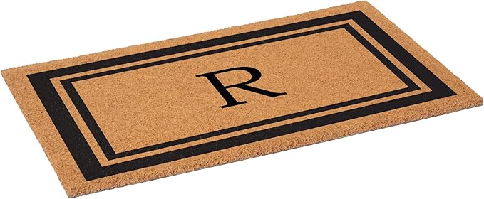 Calloway Mills 152962436R Black Border 24" x 36" Monogram Doormat, (Letter R)