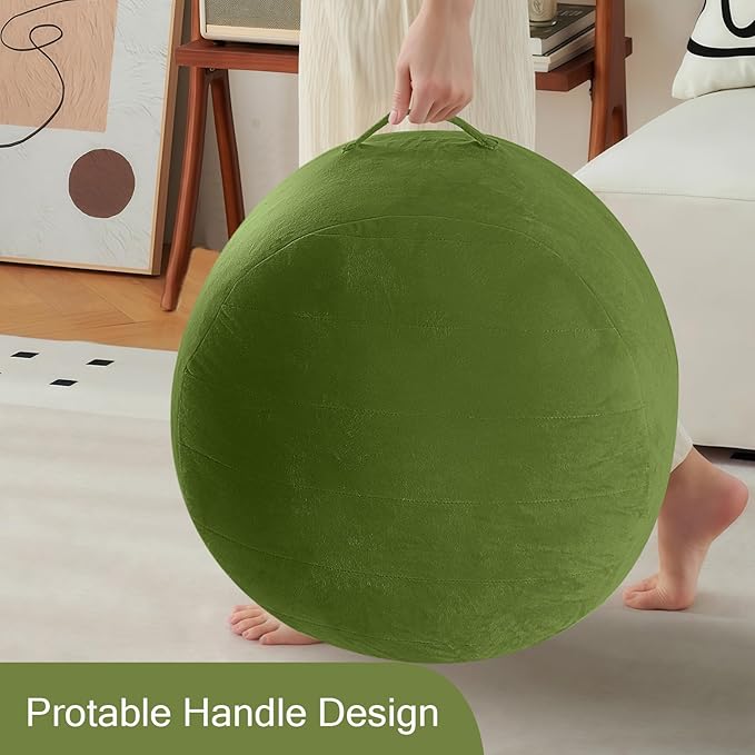 MeMoreCool Round Stuffed Pouf Ottoman Foot Rest, Floor Pouf Foot Stool with Soft Foam Chunk Filling, Small Round Ottoman Footstool Circle Footrest for Living Room, Green