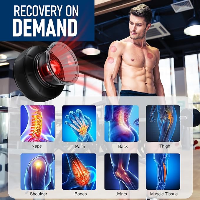 5-in-1 Smart Dynamic Cupping Set, 20 Levels Cupping Kit for Massage Therapy with Red Ligh-t Therapy&Heat Penetrates for Targeted Pain Relief, Knots, Aches, Muscle Soreness - 1Pcs(Black)