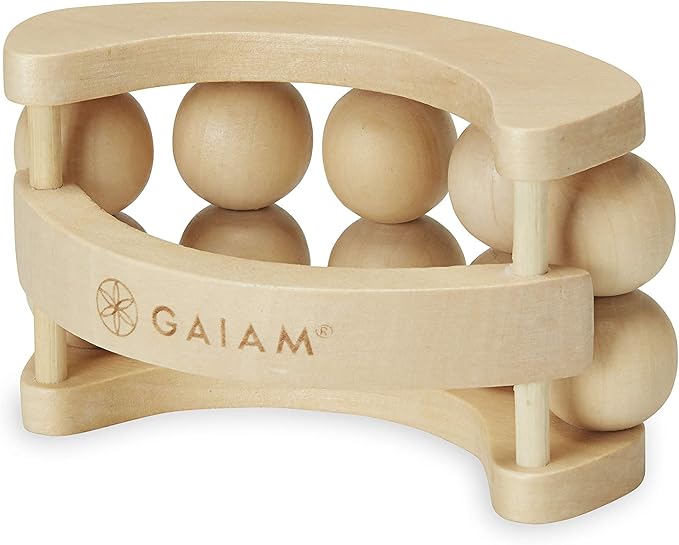 Gaiam Relax Massage Ball Roller - Handheld Wooden Total Body Massager for Back, Neck, Foot, Calf, Leg, Arm | Deep Tissue Massager Relief for Sore Muscles