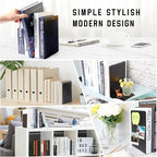 VONDERSO Metal Bookends, 4 Pairs Black Metal Book Ends Heavy Duty for Shelves Decor Home Office, Unique Black Bookends Supports Anti-Slip for Kids