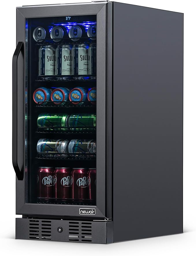 Newair 24" Wine and Beverage Refrigerator 20 Bottle and 70 Can Capacity, Built-in or Freestanding Cooler, Dual Zone Fridge in Stainless Steel with Splitshelf