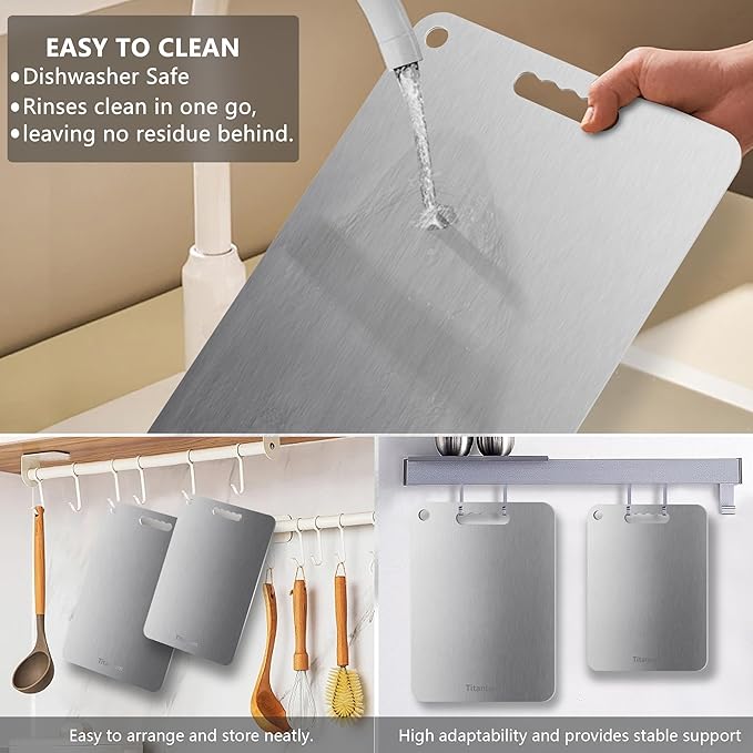 Titanium Cutting Board Ultra-Lightweight,Non-Toxic,Food-Grade Pure Titanium Cutting Boards for Kitchen Dishwasher Safe Double Sided High - End Chopping Board for Meat Vegetable Fruit