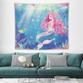 HZOHNAGO Mermaid Girls Tapestry Watercolor Mermaid Princess Pink Hair Pattern for Kids Room Decoration Printed Wall Tapestry Wall Hanging for Bedroom Living Room Dorm 60" W x 50" H