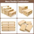 Large Display Wood Risers Wooden Stand 8 Tier Wood Racks Decorative Rectangular, 2 Set 8 Pieces Cupcake Stands Cologne Perfume Organizer Dessert Showcase Items(nature)