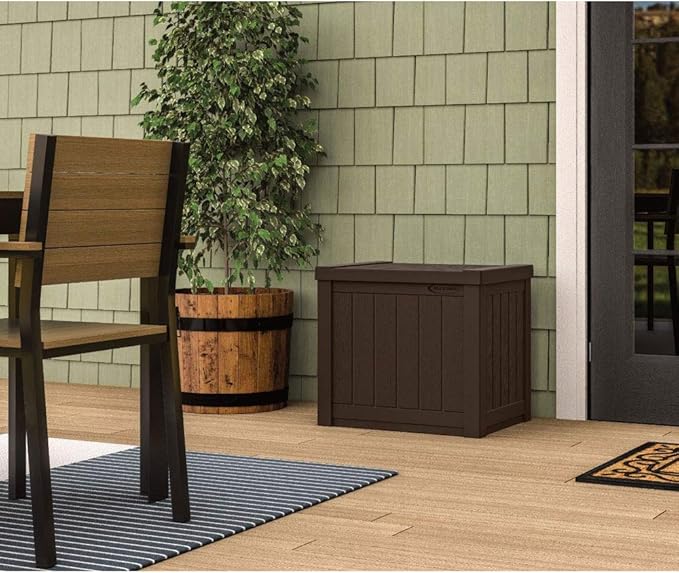 Suncast 17 x 22 Inch Resin 22-Gallon Patio Storage Deck Box, Java Brown (2 Pack)
