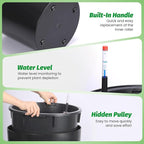 Tall Round Planter Set of 2, 19.5‘’ H x 19.9" Dia Large Planters for Indoor Plants with Built-in Drainage and a Water Level Monitor and Wheels for Patio, Porch, Living Room, or Home Office, Black